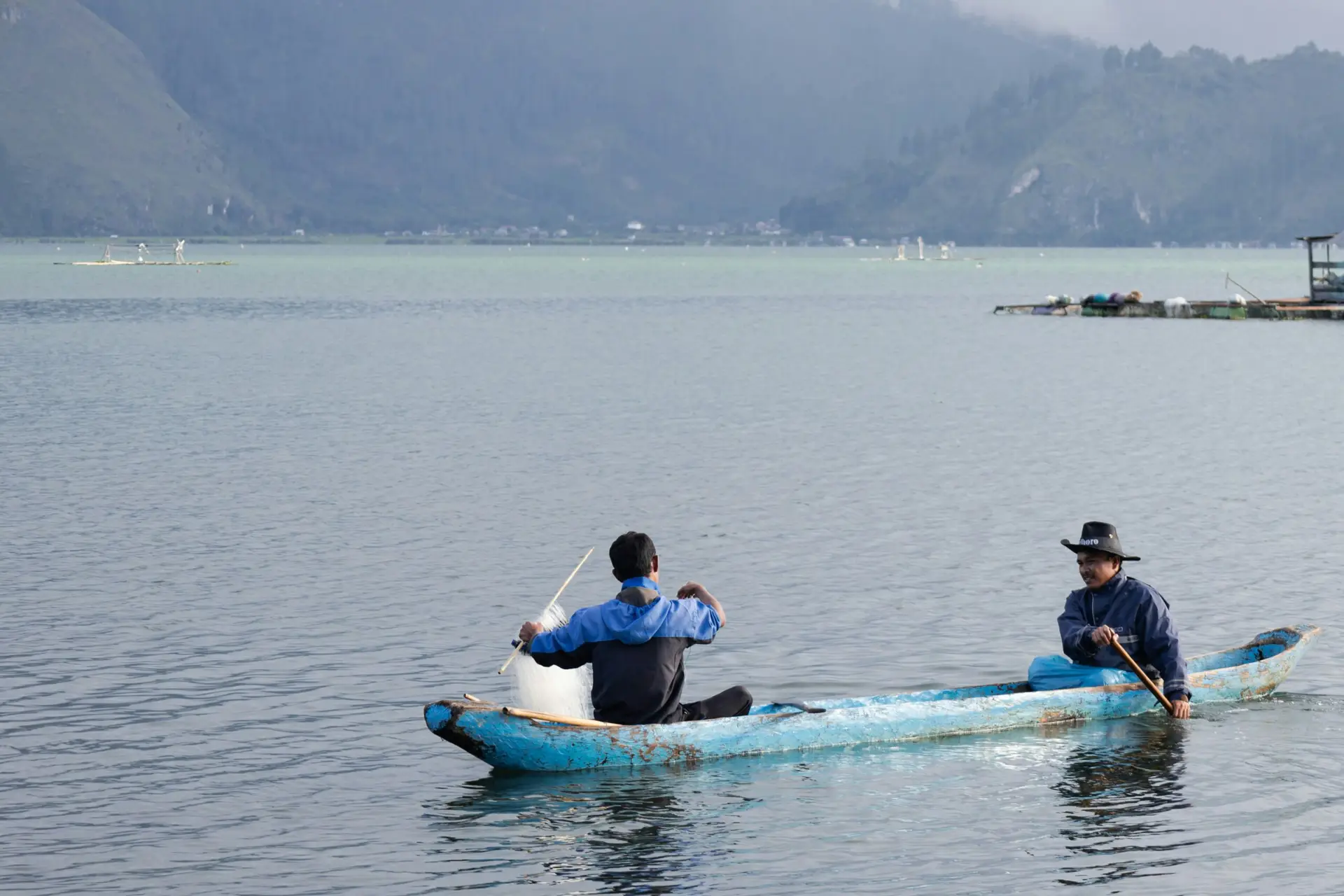 a couple of people that are in some water